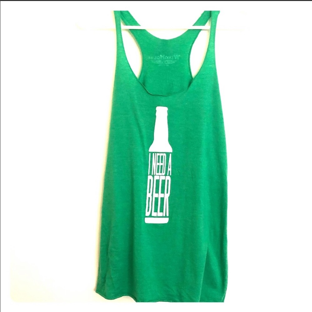 Winghouse I Need A Beer tank top green